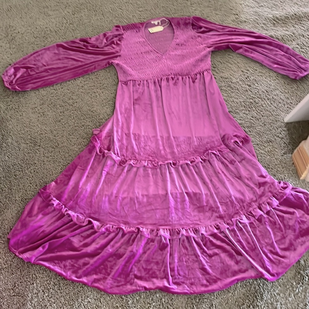Fuchsia velvet maxi dress, new with tags!
